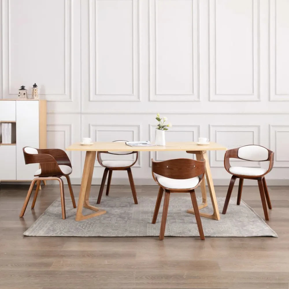Sedie da Pranzo 4 pz Legno Piegato e Similpelle