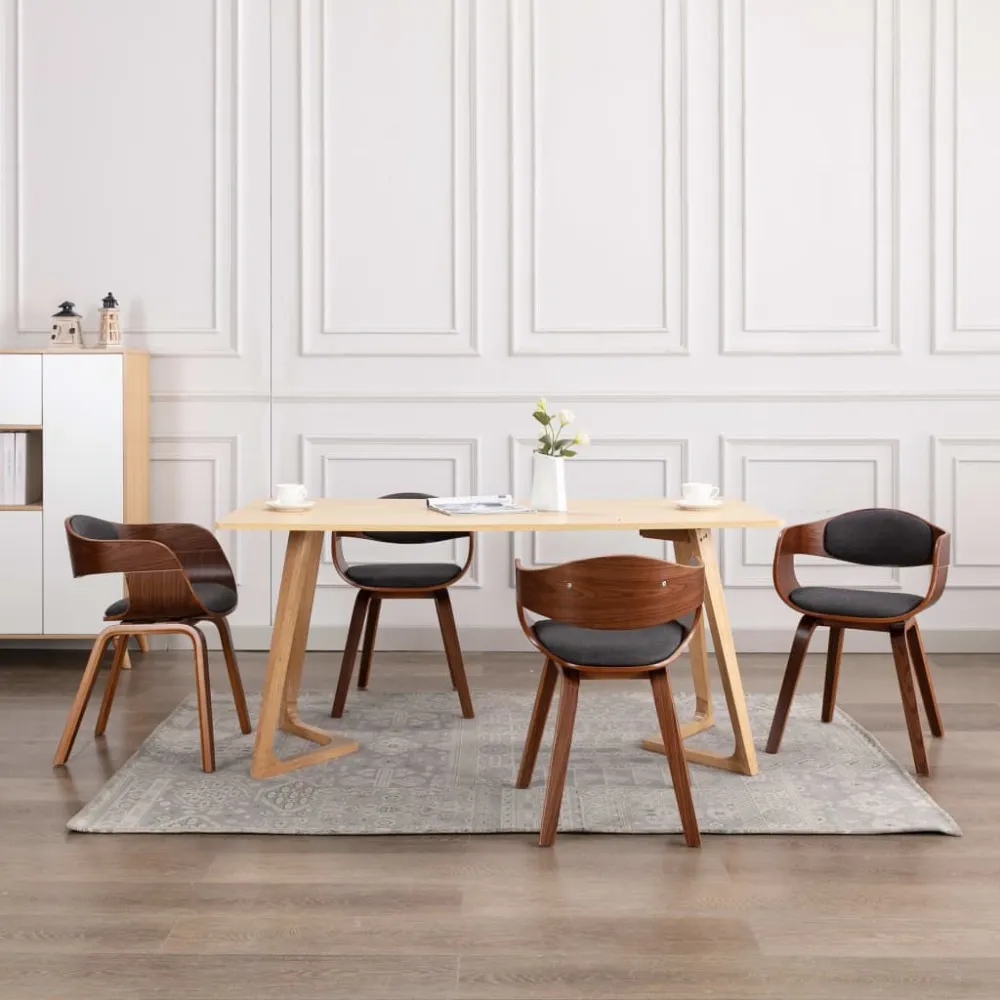 Sedie da Pranzo 4 pz Legno Piegato e Tessuto Grigio