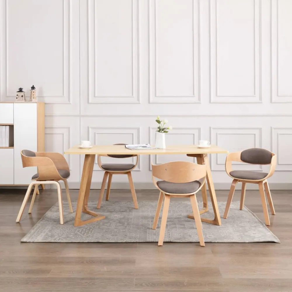 Sedie da Pranzo 4 pz Legno Piegato e Tessuto Grigio Talpa
