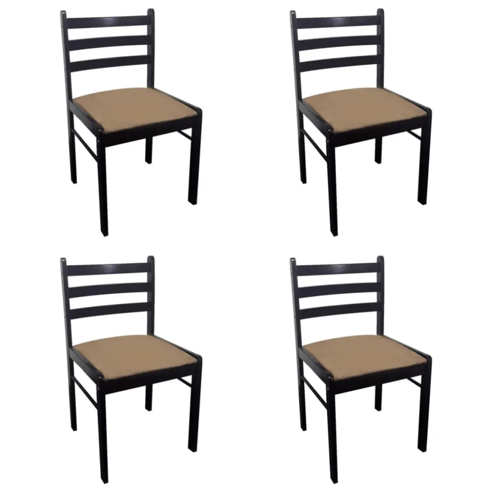Sedie da Pranzo 4 pz Marroni Massello di Hevea e Velluto