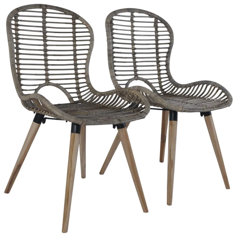 Sedie da Pranzo 4 pz Marroni Rattan Naturale