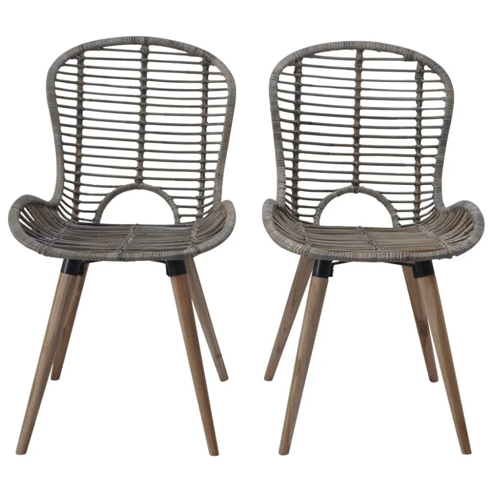 Sedie da Pranzo 4 pz Marroni Rattan Naturale