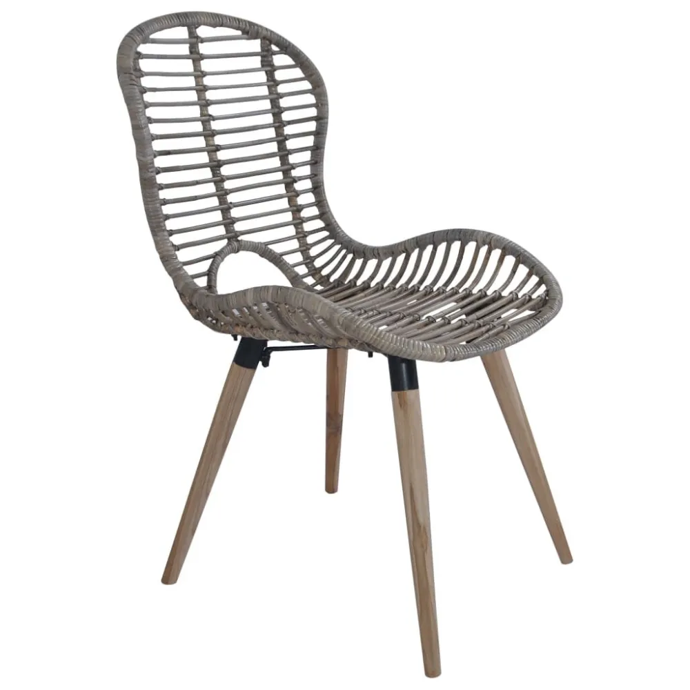 Sedie da Pranzo 4 pz Marroni Rattan Naturale