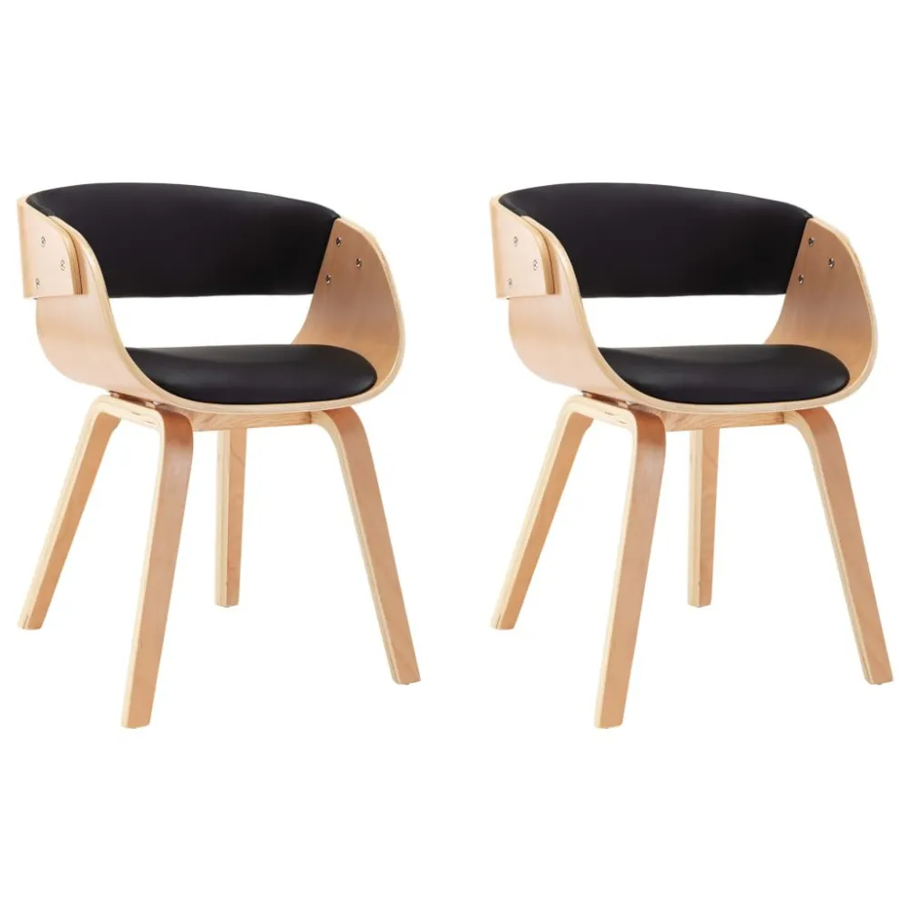 Sedie da Pranzo 2 pz Nere Legno Curvato e Similpelle