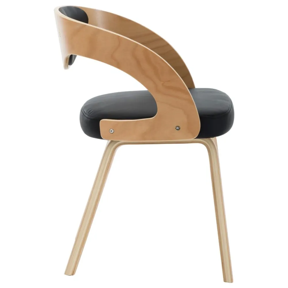 Sedie da Pranzo 4 pz Nere Legno Piegato e Similpelle