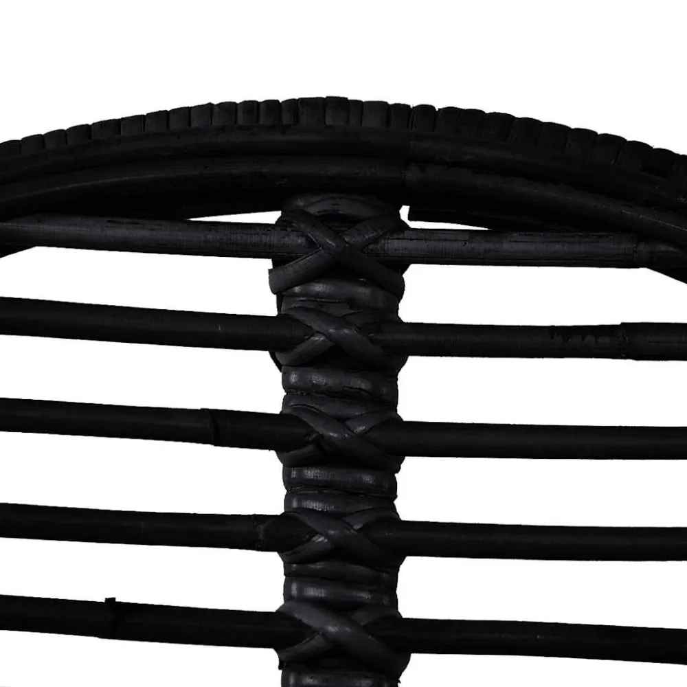 Sedie da Pranzo 2 pz Nere Rattan Naturale