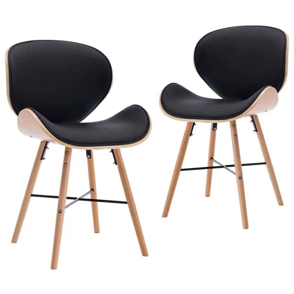 Sedie da Pranzo 2 pz Nere Similpelle e Legno Curvato