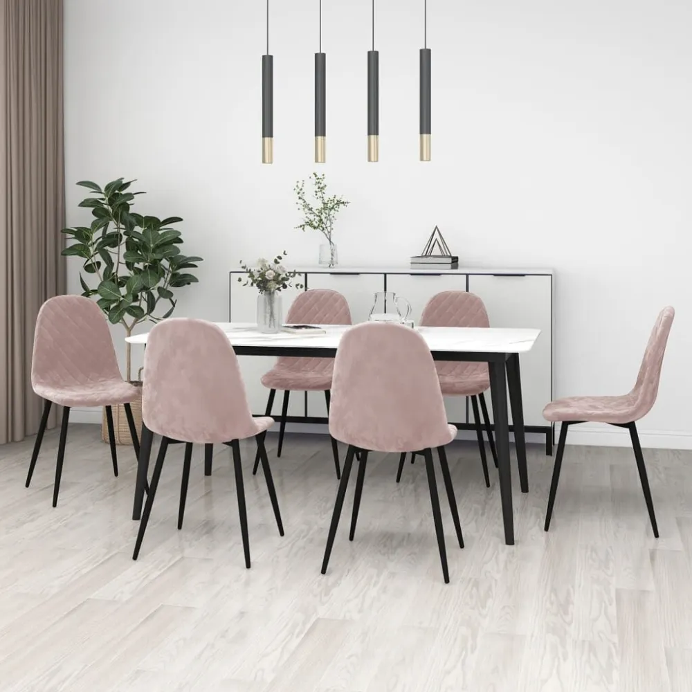 Sedie da Pranzo 6 pz Rosa Velluto