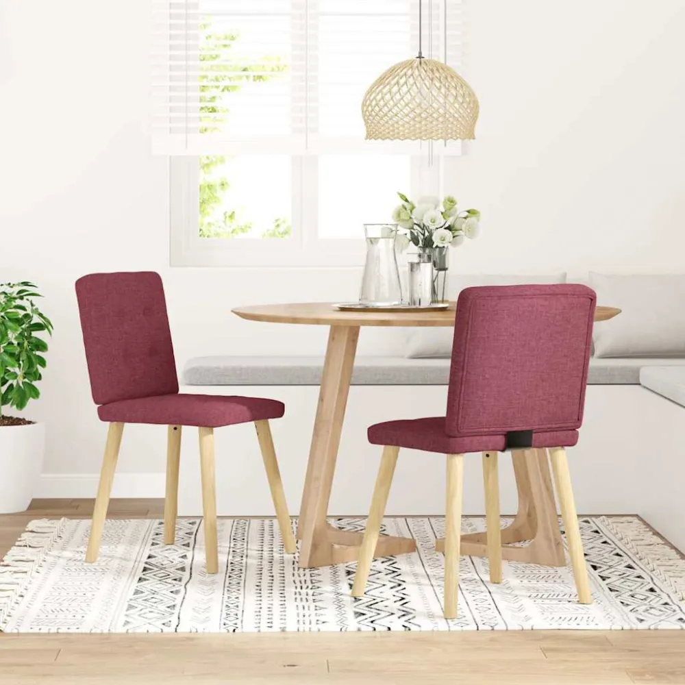 Sedie da Pranzo 2 pz Rosso Vino Tessuto