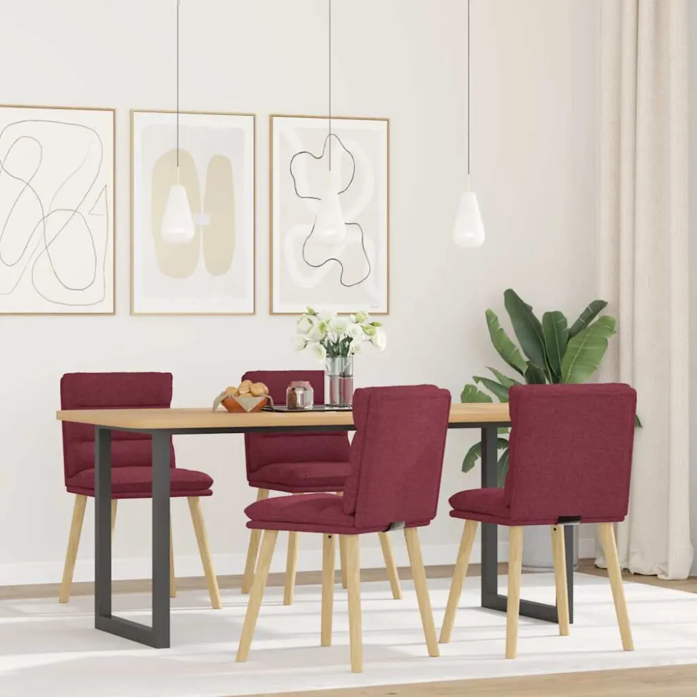 Sedie da Pranzo 4 pz Rosso Vino Tessuto