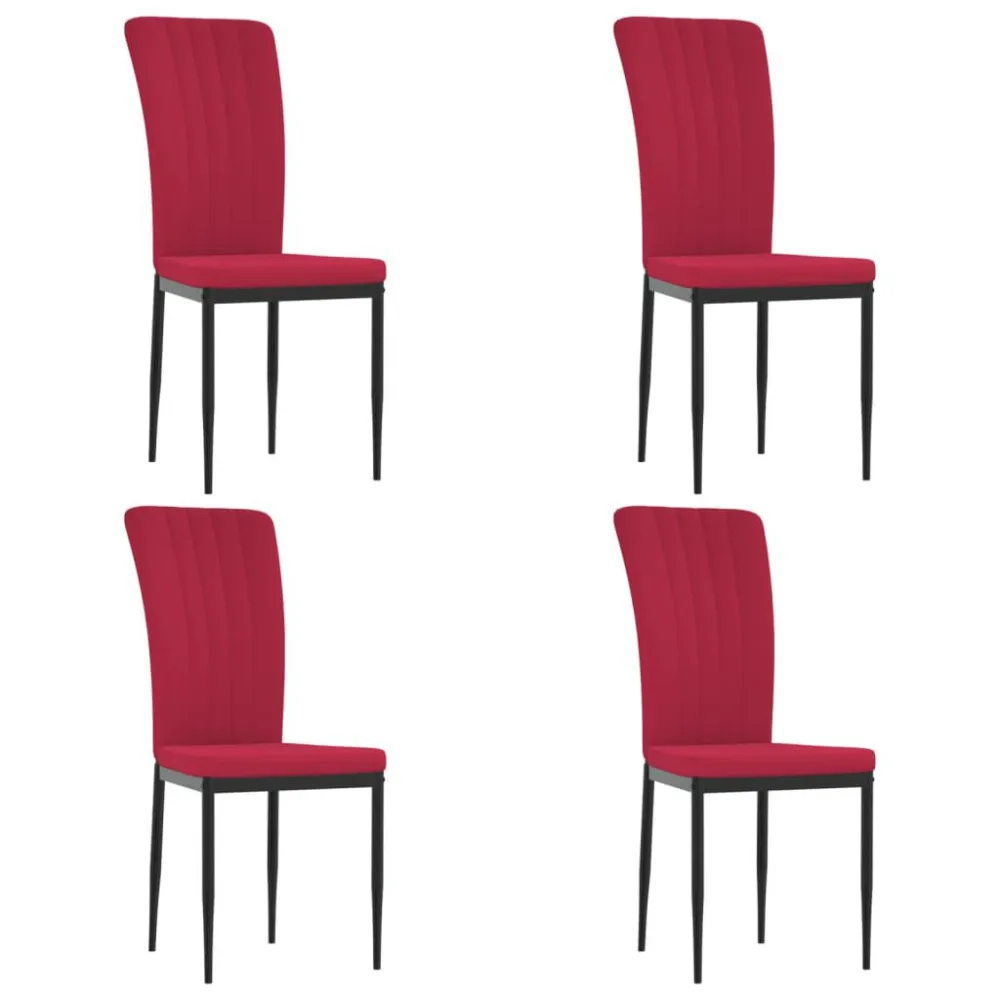 Sedie da Pranzo 4 pz Rosso Vino Velluto