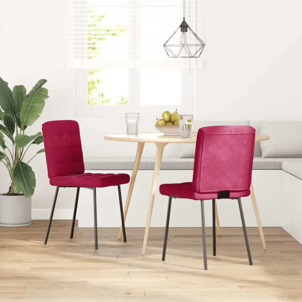 Sedie da Pranzo 2 pz Rosso Vino Velluto
