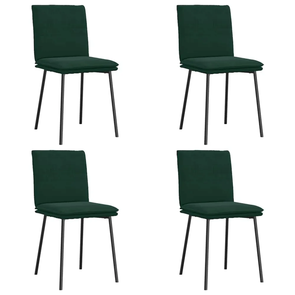 Sedie da Pranzo 4 pz Verde Scuro Velluto