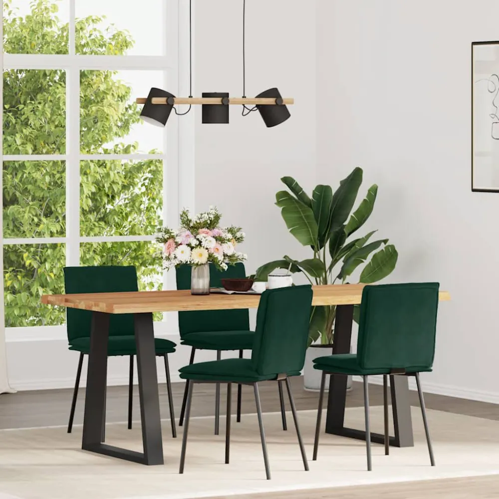Sedie da Pranzo 4 pz Verde Scuro Velluto