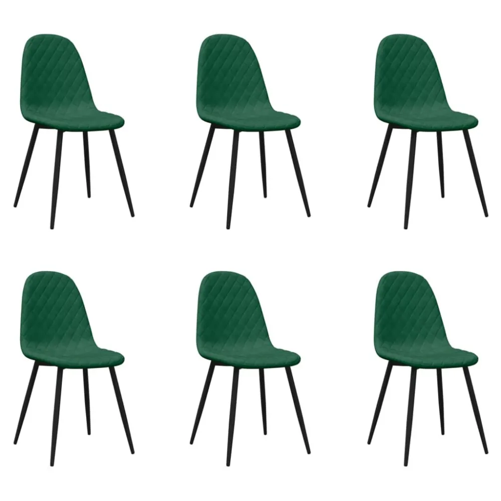Sedie da Pranzo 6 pz Verde Scuro Velluto