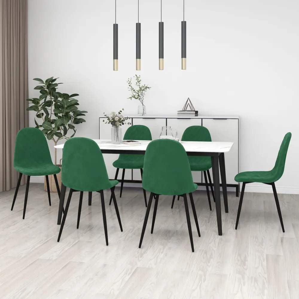 Sedie da Pranzo 6 pz Verde Scuro Velluto