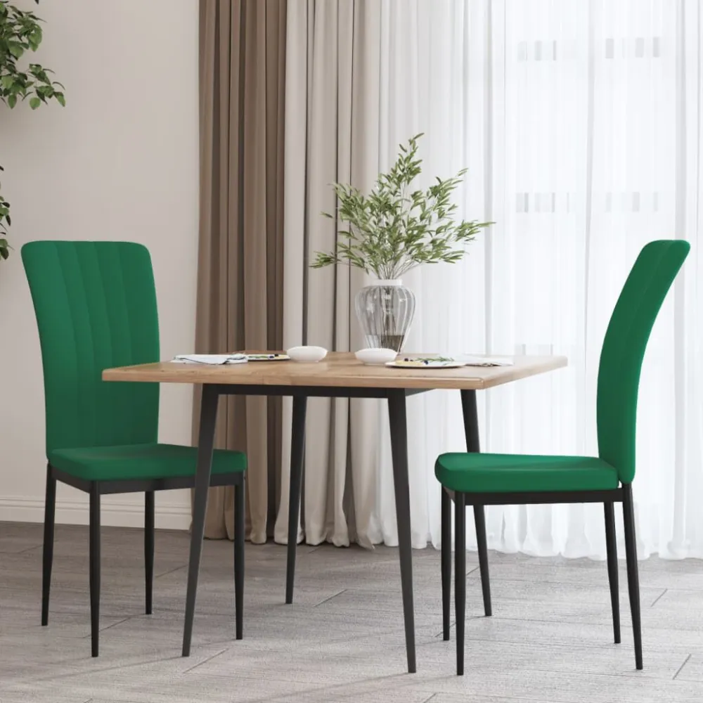 Sedie da Pranzo 2 pz Verde Scuro Velluto