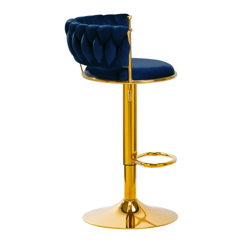 4Rico Sgabello da Bar QS-B313a velluto blu navy