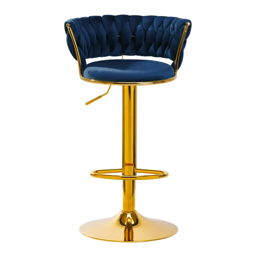 4Rico Sgabello da Bar QS-B313a velluto blu navy
