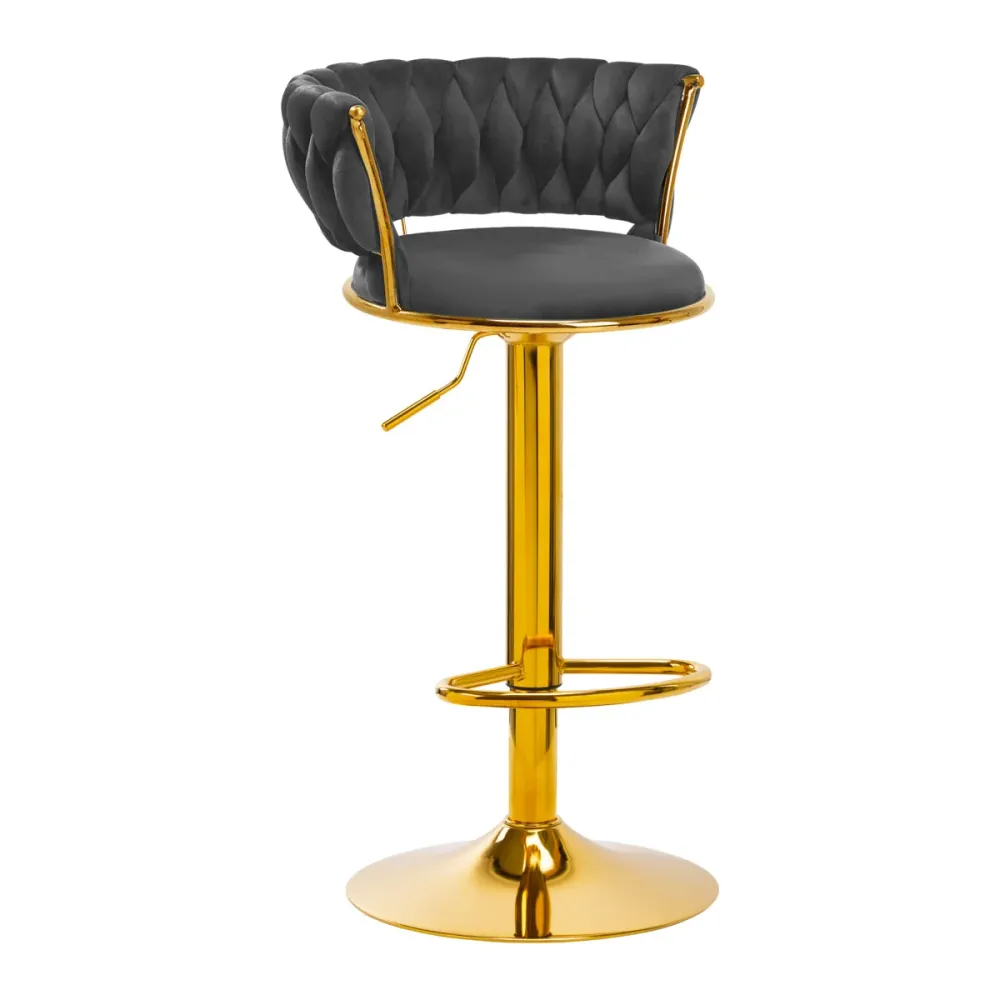 4Rico Sgabello da Bar QS-B313a velluto grigio