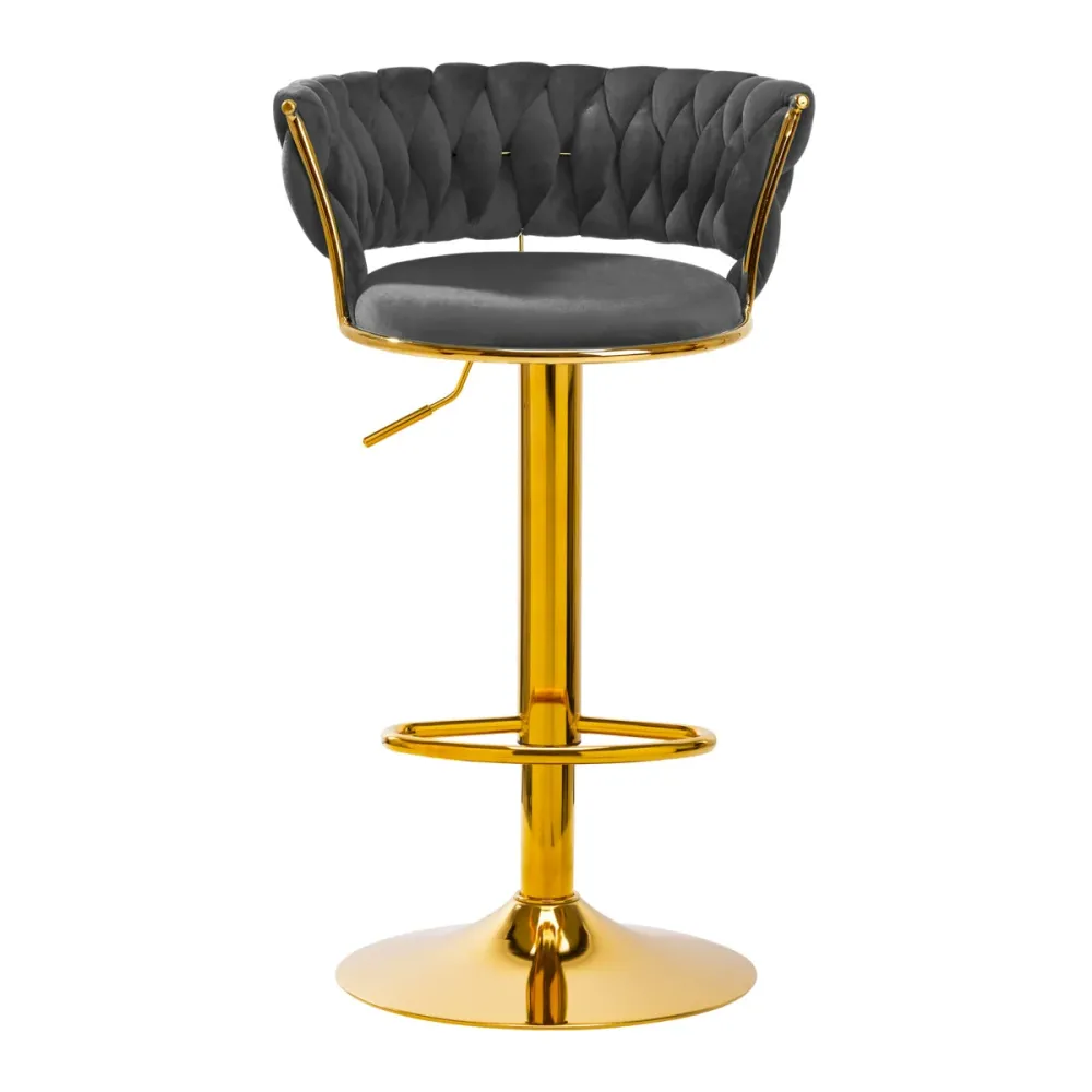 4Rico Sgabello da Bar QS-B313a velluto grigio
