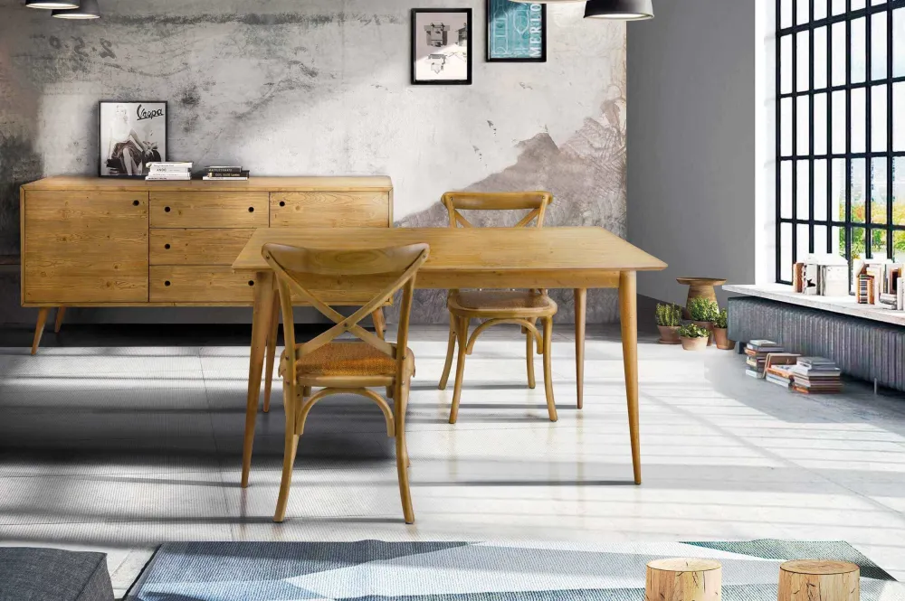 ABBY - sedia moderna legno con seduta paglia Marrone Milani Home