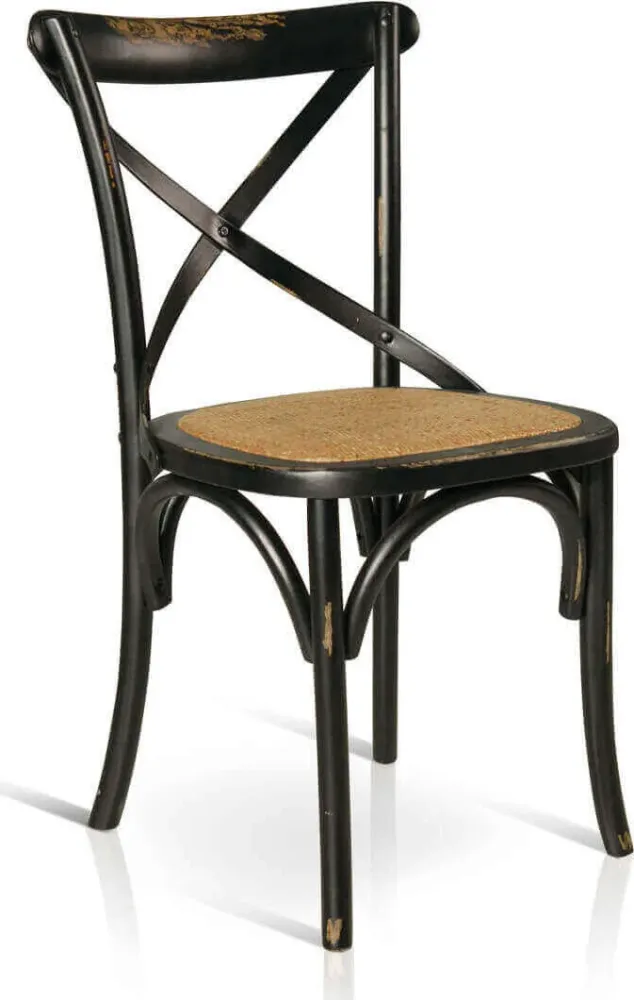 ABBY - sedia moderna legno con seduta paglia Nero Milani Home