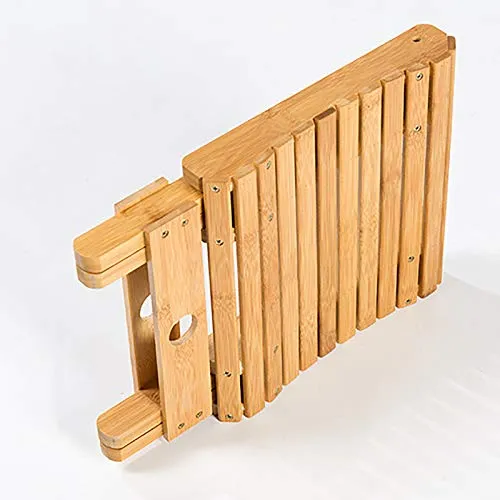 æ— Sgabello pieghevole bambù,Sgabello pieghevole legno per doccia legno poggiapiedi per bagno soggiorno camera da letto,9,...