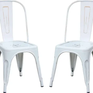 AGATHA - set di 2 sedie metallo bianco antico Bianco Milani Home