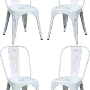 AGATHA - set di 4 sedie metallo bianco antico Bianco Milani Home