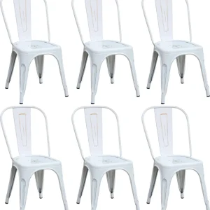 AGATHA - set di 6 sedie metallo bianco antico Bianco Milani Home