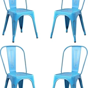 AGATHA - set di 4 sedie metallo blu antico Blu Milani Home