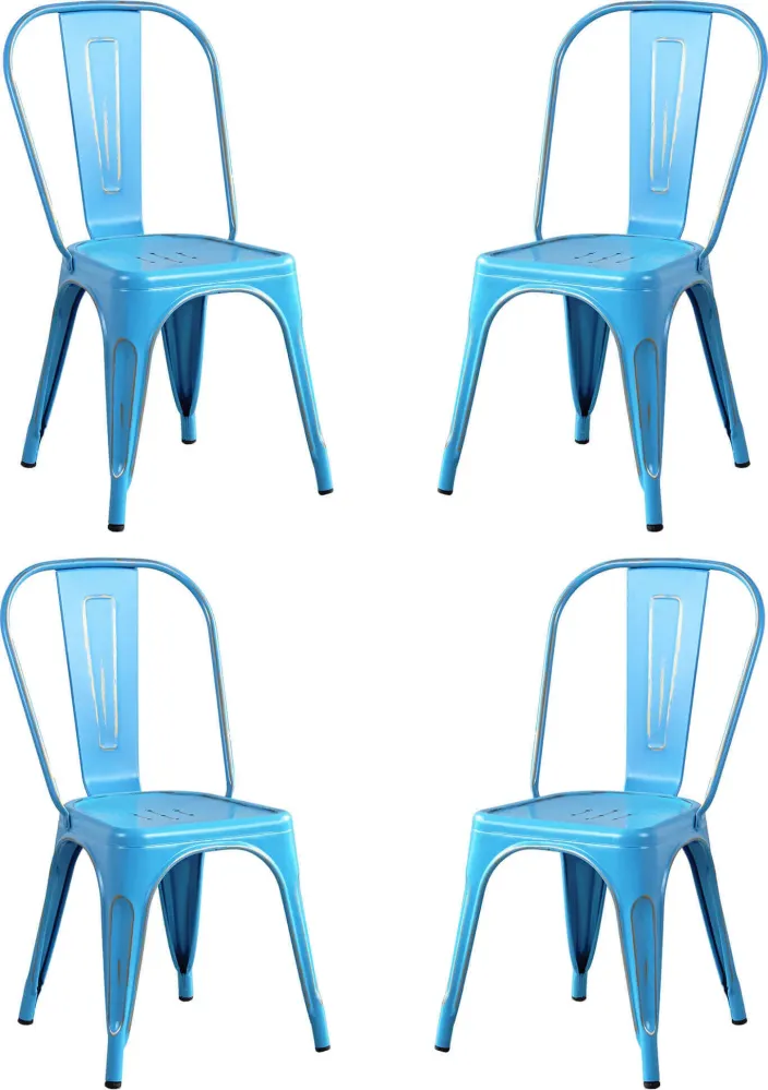 AGATHA - set di 4 sedie metallo blu antico Blu Milani Home