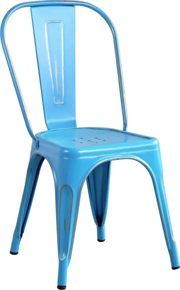 AGATHA - set di 4 sedie metallo blu antico Blu Milani Home