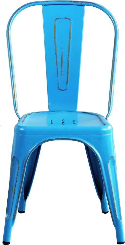 AGATHA - set di 4 sedie metallo blu antico Blu Milani Home