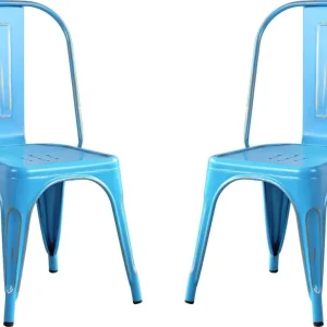 AGATHA - set di 2 sedie metallo blu antico Blu Milani Home
