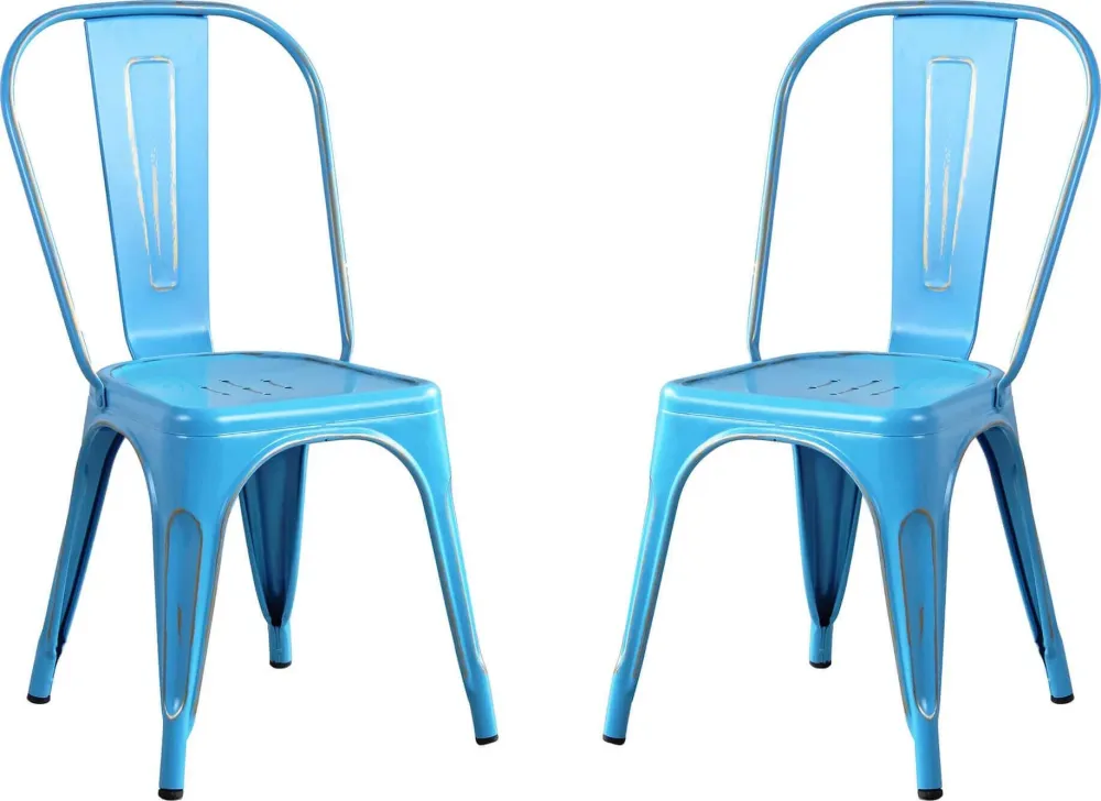 AGATHA - set di 2 sedie metallo blu antico Blu Milani Home