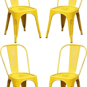AGATHA - set di 4 sedie metallo giallo antico Giallo Milani Home