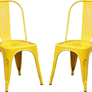 AGATHA - set di 2 sedie metallo giallo antico Giallo Milani Home