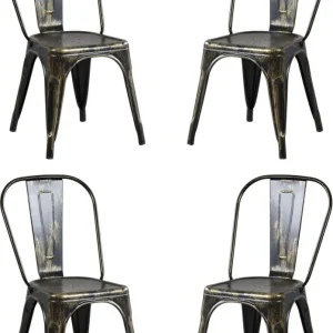 AGATHA - set di 4 sedie metallo nero antico Nero Milani Home