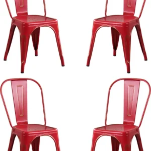AGATHA - set di 4 sedie metallo rosso antico Giallo Milani Home