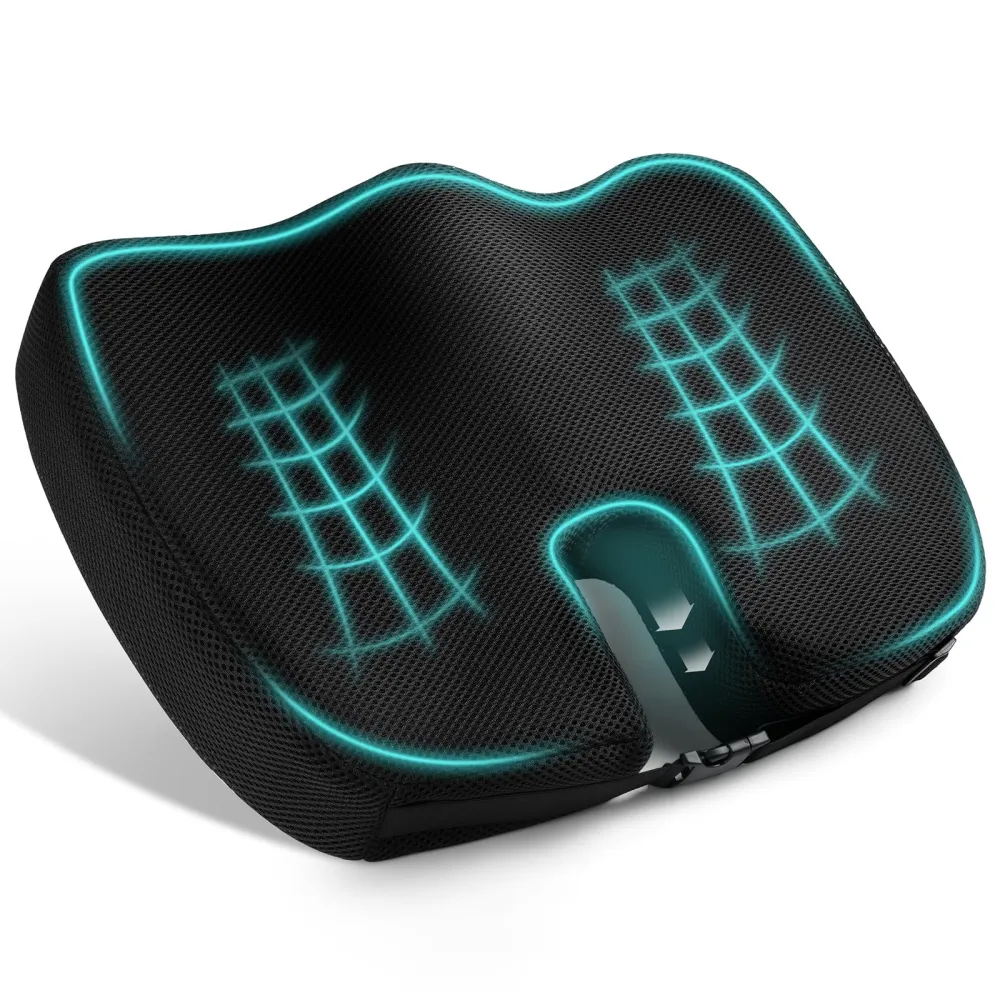 Ainiv Cuscino del Sedile Memory Foam, Cuscino del Coccige Antiscivolo Regolabile per Seggiolino Auto, Sedia da Ufficio o S...