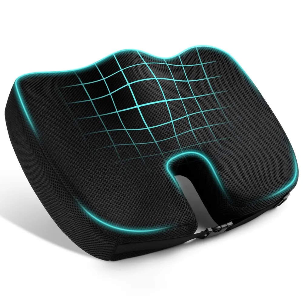 Ainiv Cuscino del Sedile Memory Foam, Cuscino del Coccige Antiscivolo Regolabile per Seggiolino Auto, Sedia da Ufficio o S...