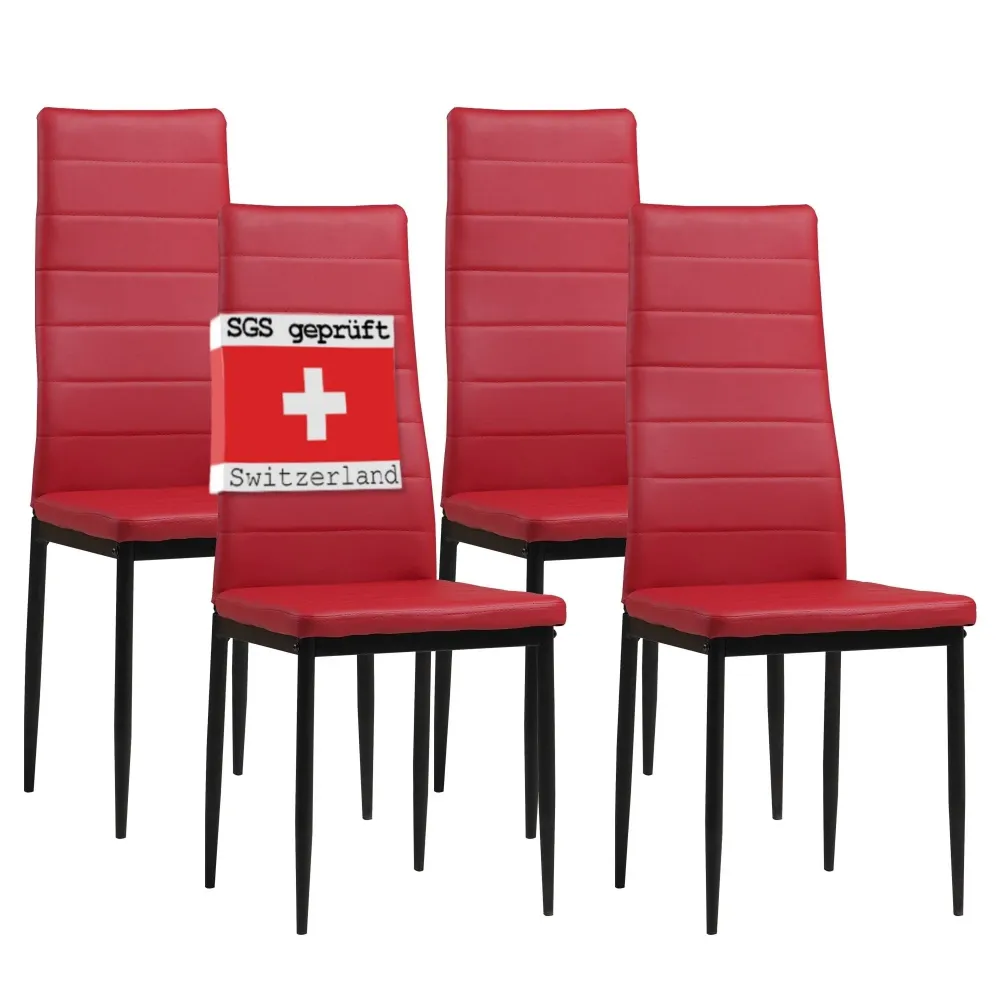 Albatros 2704 Milano Set di 4 sedie da Pranzo, Pelle Sintetica, Rosso