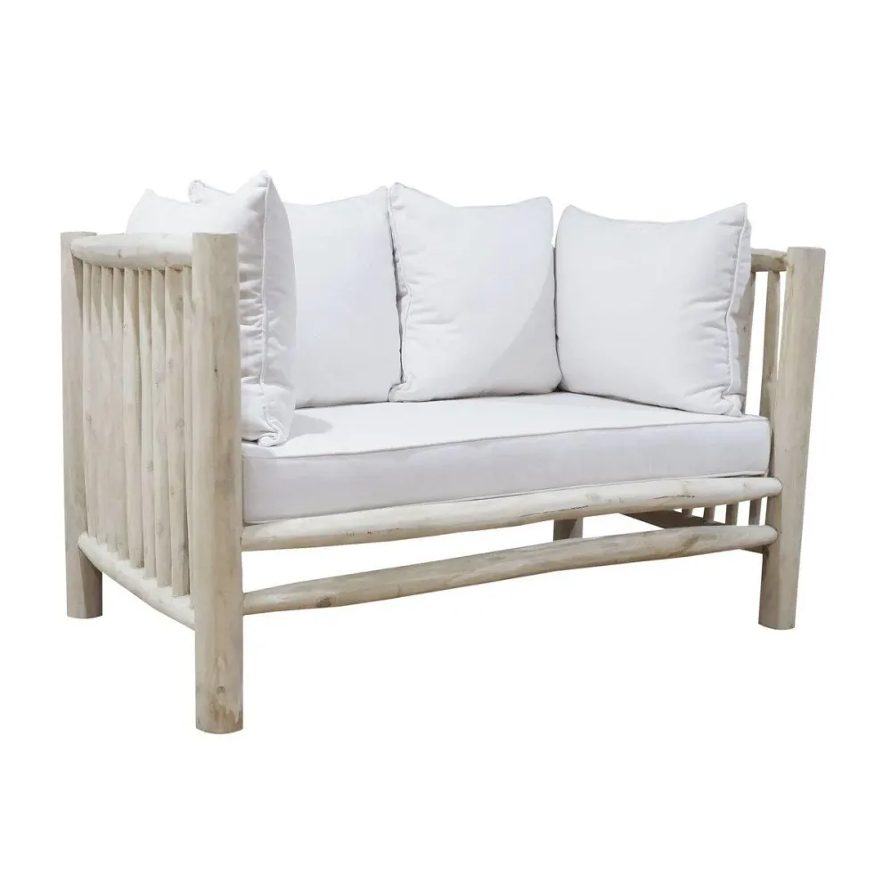 POLTRONA TEAK POLIESTERE 132X79X78 BIANCO NATURALE MB208049 alexandra Meti