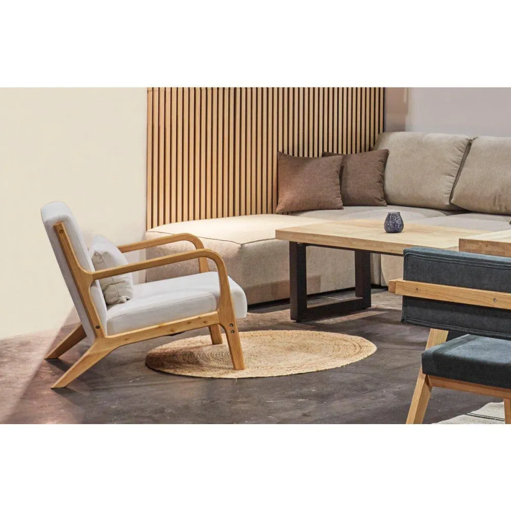 POLTRONA TOKIO BEIGE MICROFIBRA/LEGNO OK1036 (8444) alexandra oak