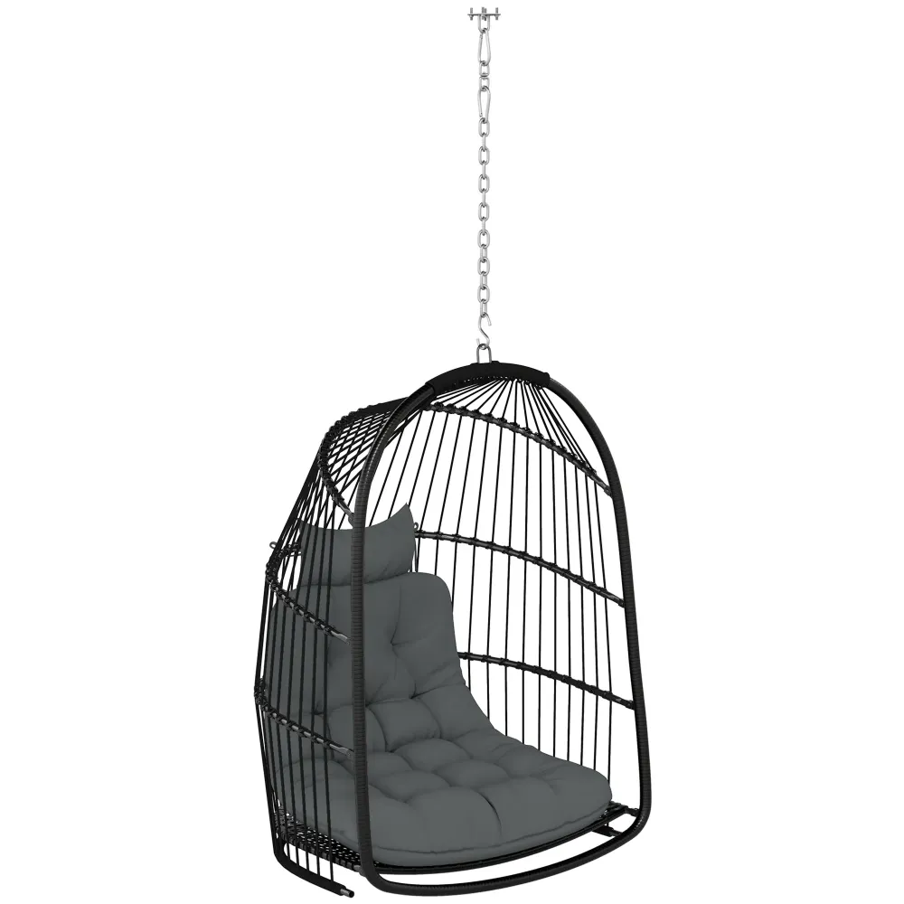Amaca Poltrona Sospesa Dondolo Pieghevole 74x68x105A cm da Interno ed Esterno Grigio Scuro
