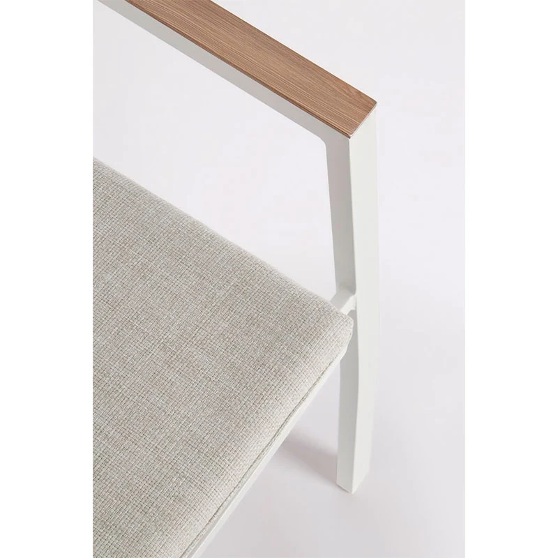 Andrea Bizzotto Sedia Zelmar Vapor Alluminio Bianca con Braccioli Effetto Legno