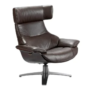 POLTRONA GIREVOLE RIVESTITA PELLE CON MECCANISMO RELAX CON POUF ANGEL CERDA