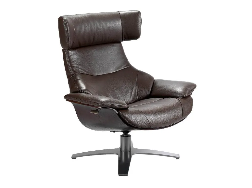 POLTRONA GIREVOLE RIVESTITA PELLE CON MECCANISMO RELAX CON POUF ANGEL CERDA
